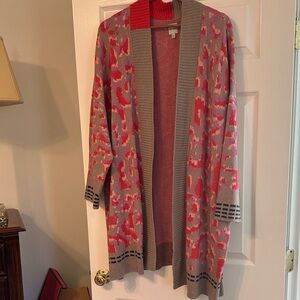 NIC+ZOE Vibrant Pink and Gray Cardigan